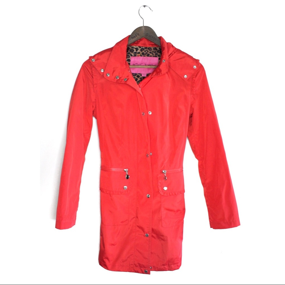 Betsey Johnson Hooded Trench Lightweight Jacket XS